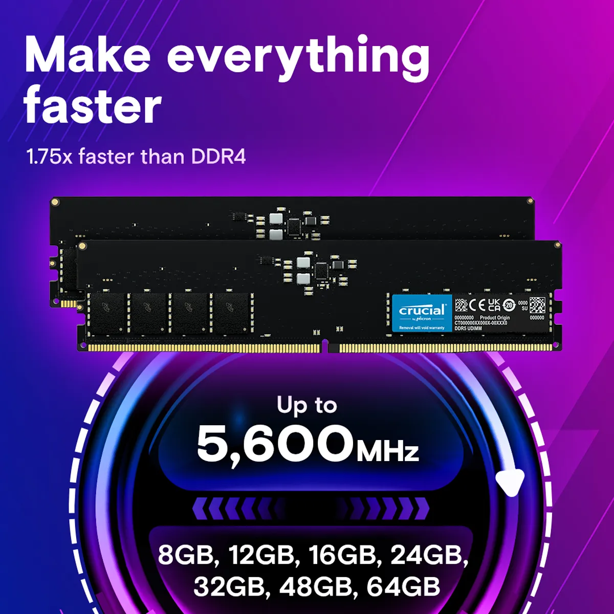 حافظه رم دسکتاپ کروشیال مدل Crucial 16GB DDR5 5600Mhz