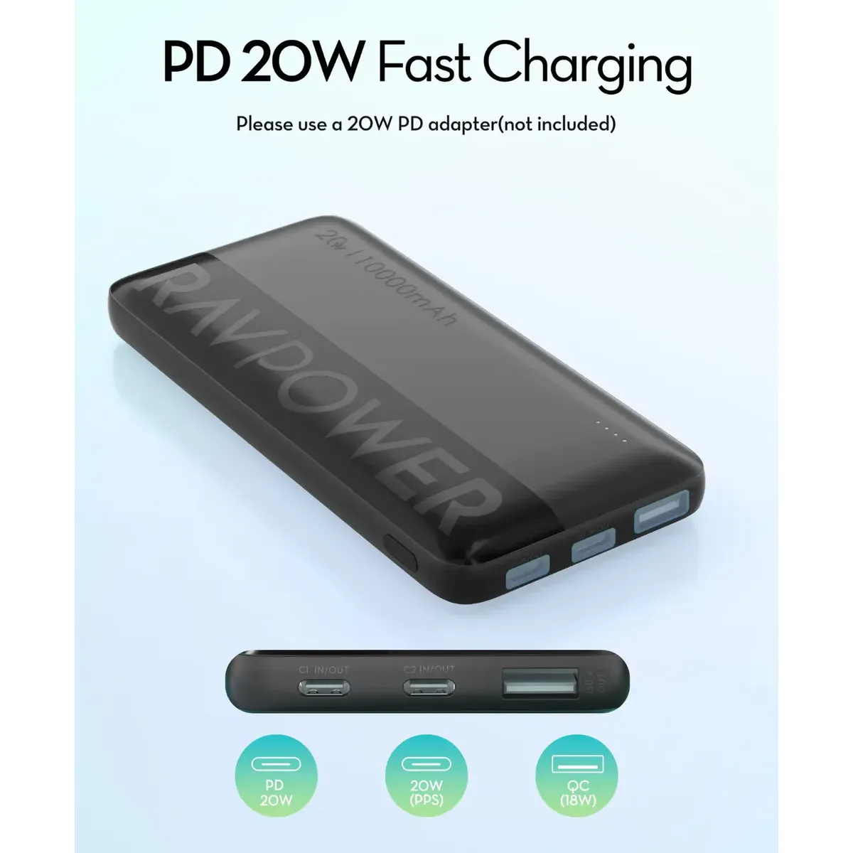 پاوربانک 10000 میلی آمپر راوپاور مدل RAVPower RP-PB1228