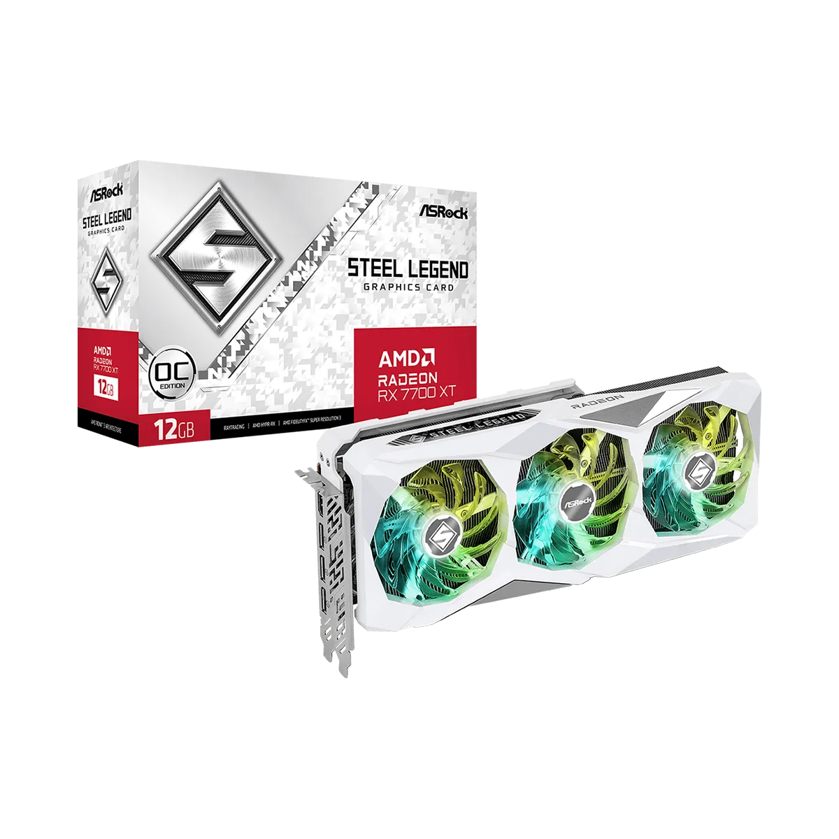 کارت گرافیک ازراک مدل ASRock Radeon RX 7700 XT Steel Legend 12GB OC